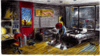 Cinèma Couleur. Art by Gach. Color pencils on paper