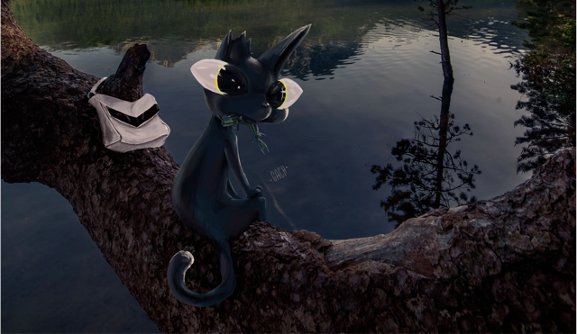 Gato Voyagero Illustration by Gach. Maow at Montengro's Landscape